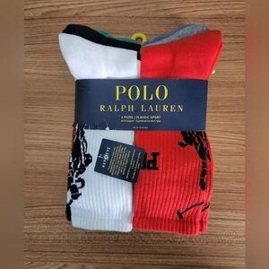 Polo by Ralph Lauren Men's Red, White, and Black Athletic Socks (Assortment)